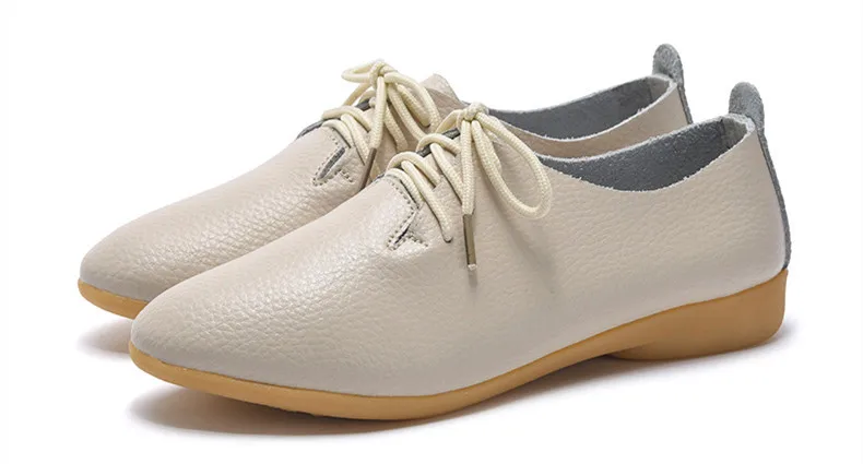 STS Brand Spring Women Genuine Leather Shoes Women Ballet Flats Lace up Chaussures Femme Fazz Oxford Flats Sneakers Pointed Toe (22)