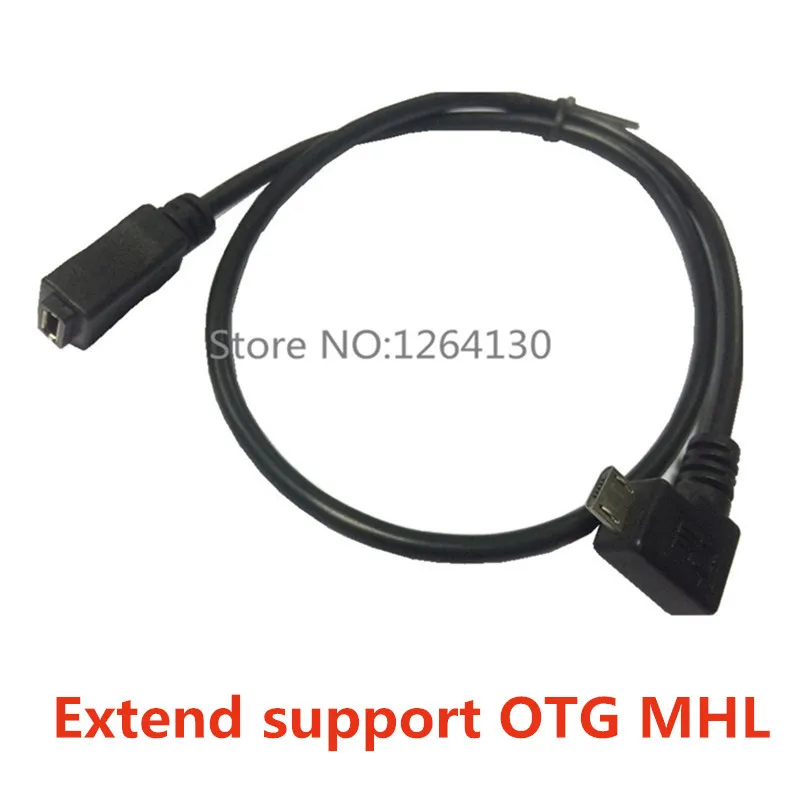 

0.5M Full Pin Connected Micro USB 2.0 90 Degrees Right Angle Male to Female Cable for Tablet & Phone & MHL & OTG Extension