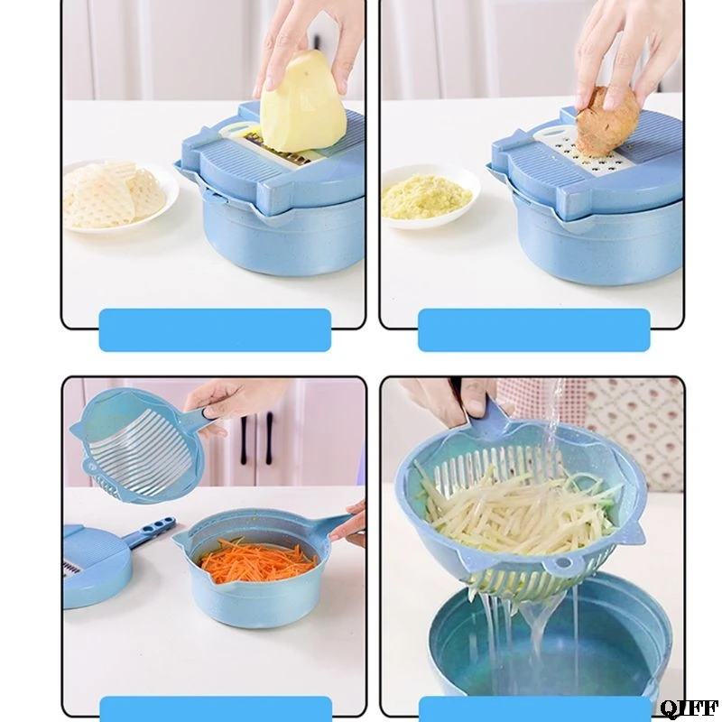 15 in 1 Multi-function Vegetable Fruit Slicer Cutter Round Manual Potato Carrot Cheese Grater Kitchen Accessories Gadgets Jun11