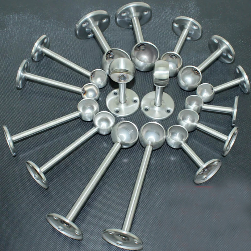 2pcs Ceiling Mount Bracket, Stainless Steel Shower Curtain Wardrobe Pipe 0.98 In Diameter Closet Rod Holder Bathroom Accessories