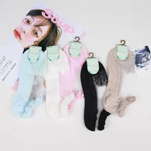 Кружевные прозрачные женские носки с кристаллами 5 цветов стильные удобные прозрачные шелковые весенне-летние женские носки 5 пара/лот