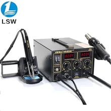 YIHUA 968DA++ электронный сотовый телефон 3 в 1 паяльная станция для ремонта горячего воздуха с цифровым паяльником SMD 110 В/220 В