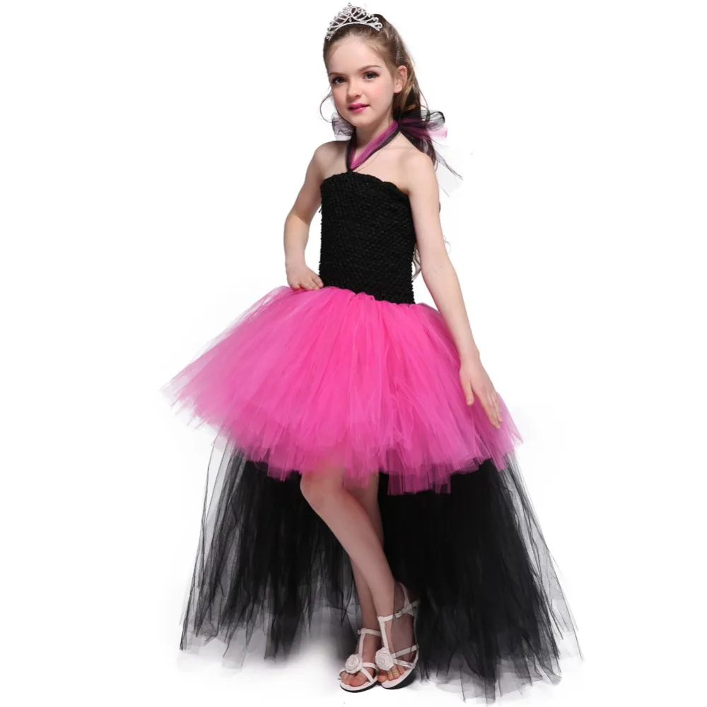 

Princess Girl Short Front Long Back Dress Tutu Rockstar Costume Casual Kids Christmas Party Carnival Dresses Baby Girls Clothes