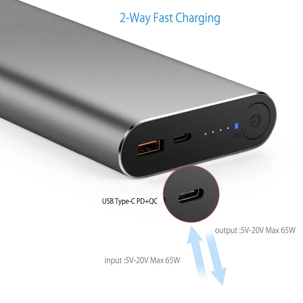PD+QC with USB Type-C Input / Output and QC Output for New MacBook Pro Nintendo switch iphone Mi notebook USB Type-C Laptops