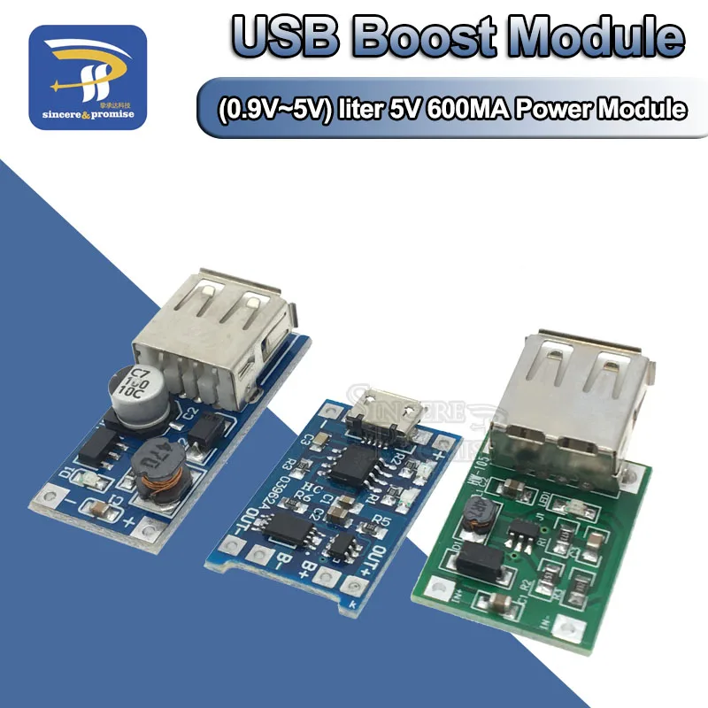 DC-DC Boost Module (0.9V ~ 5V) 600mA Boost Converter Step Up Module USB Mobile Power Boost Board