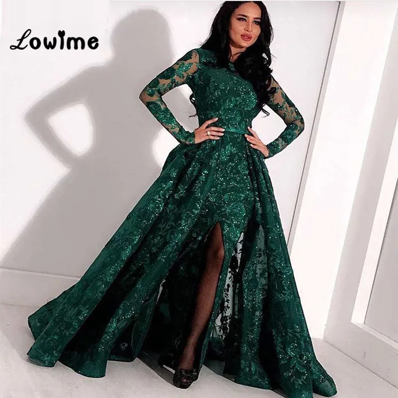 Изумрудно-зеленое на шнуровке вечернее платье со съемной юбкой Русалка платья на выпускной в арабском стиле Дубай Кафтан Саудовская Женская длинная выпускная одежда