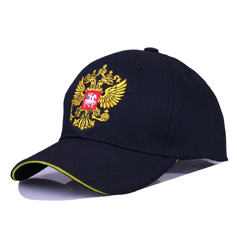 Черная кепка Хлопок Уличная бейсболка герб России вышивка Snapback модные спортивные шапки для мужчин и женщин Кепка Патриот