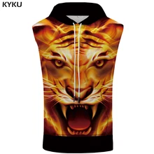 KYKU бренд Тигр без рукавов толстовка пламя майка Аниме жилет Толстовка в стиле панк рубашки Бодибилдинг мужская одежда Мышцы 3d принт