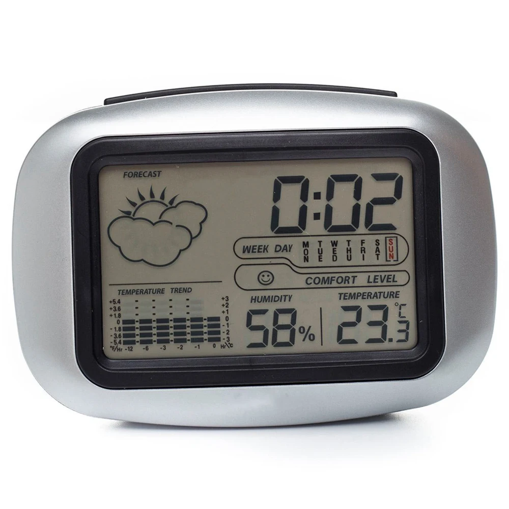 Цифровой настольный прикроватный будильник, будильник, Погодная станция с термометром, гигрометром влажности