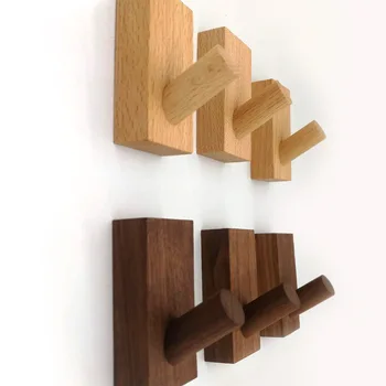 

2Pcs/Lot Wooden Bathroom Wall Mounted Towel Hat Hanger Holder Hook Kitchen Solid Wood Screw Fixed Organizer Hanging Hooks