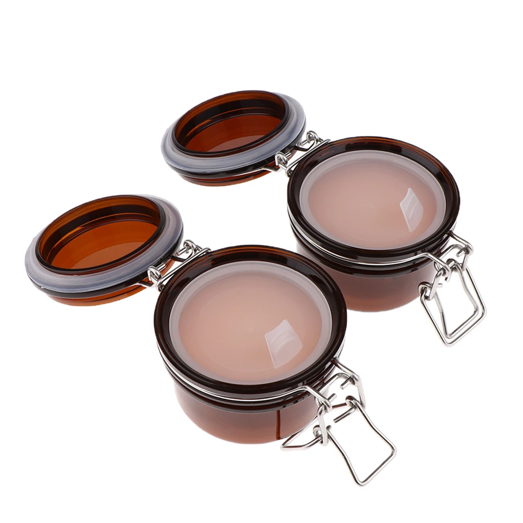 2pcs Facial Mask Container Empty Jar Pot Amber Cosmetic Makeup Face Cream Container Refillable Cosmetic Bottles with Lids