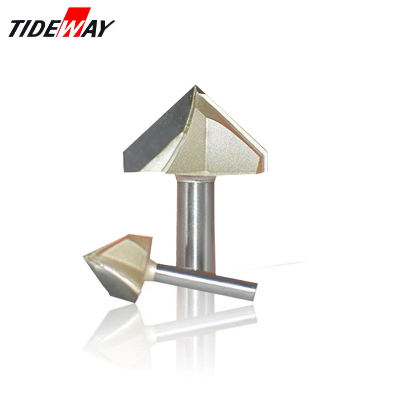 

Tideway 90 Degree Engraving V Groove Bit Tungsten Steel CNC Router Engraving Wood Working Tool Double Edge Miter Milling Cutter