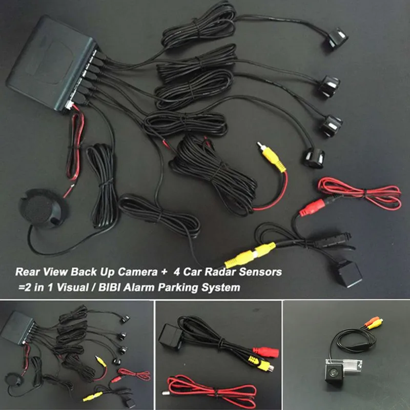 Car Rear View Back Up Camera + 4 Sensors Car Parking Sensor Auto