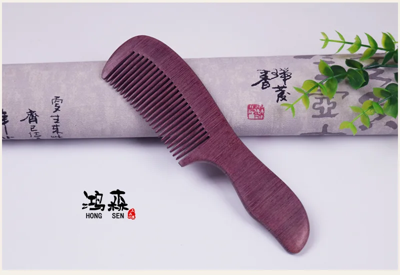 

Natural purple Comb Violet Wood Handmade Handle Combs Straight Pocket Wooden Beard Hair Combs Custom