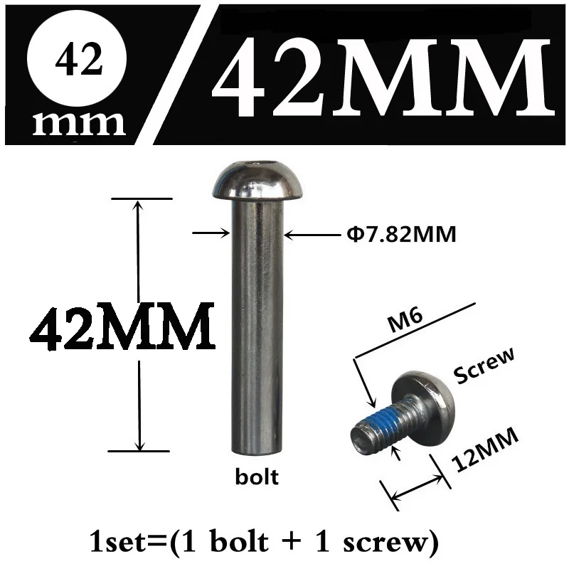 M6 и 8*29 31 33 45 48 50 54 57 62 70 75 78 мм скутеры роликовые коньки велосипед амортизаторы гайка и болты винт серебро - Цвет: 42 mm