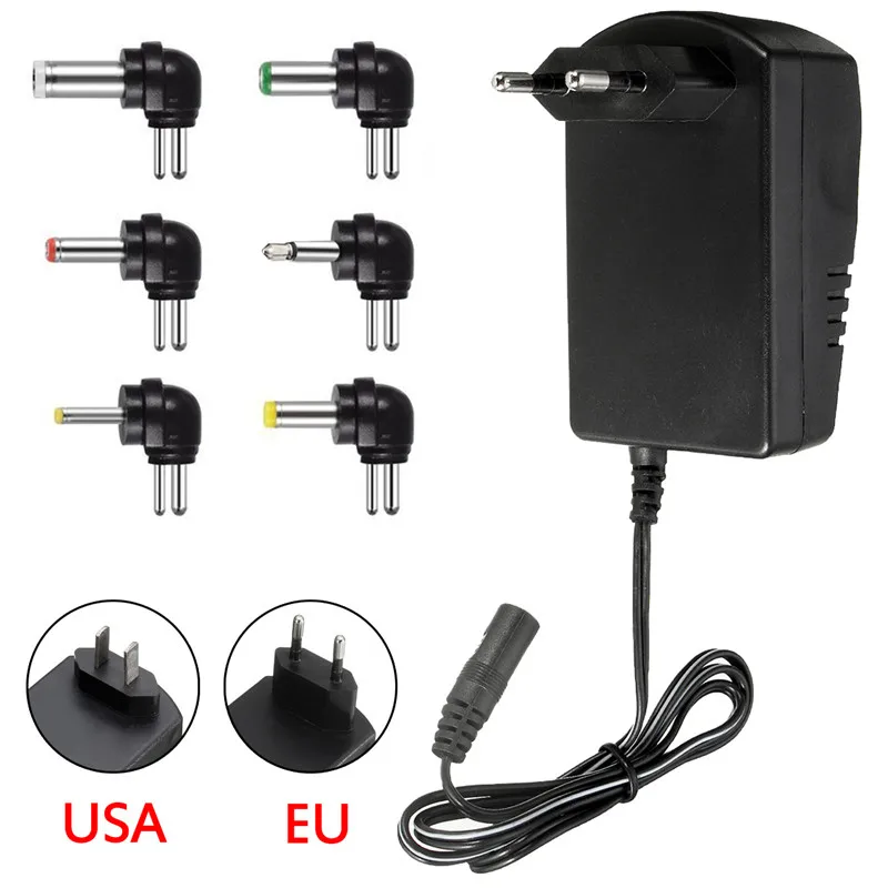 

Multi Voltage 3v 4.5v 5v 6v 9v 12v DC Adaptor Adjustable Power Adapter Universal Charger Power Supply Converter Cable 6 Plugs