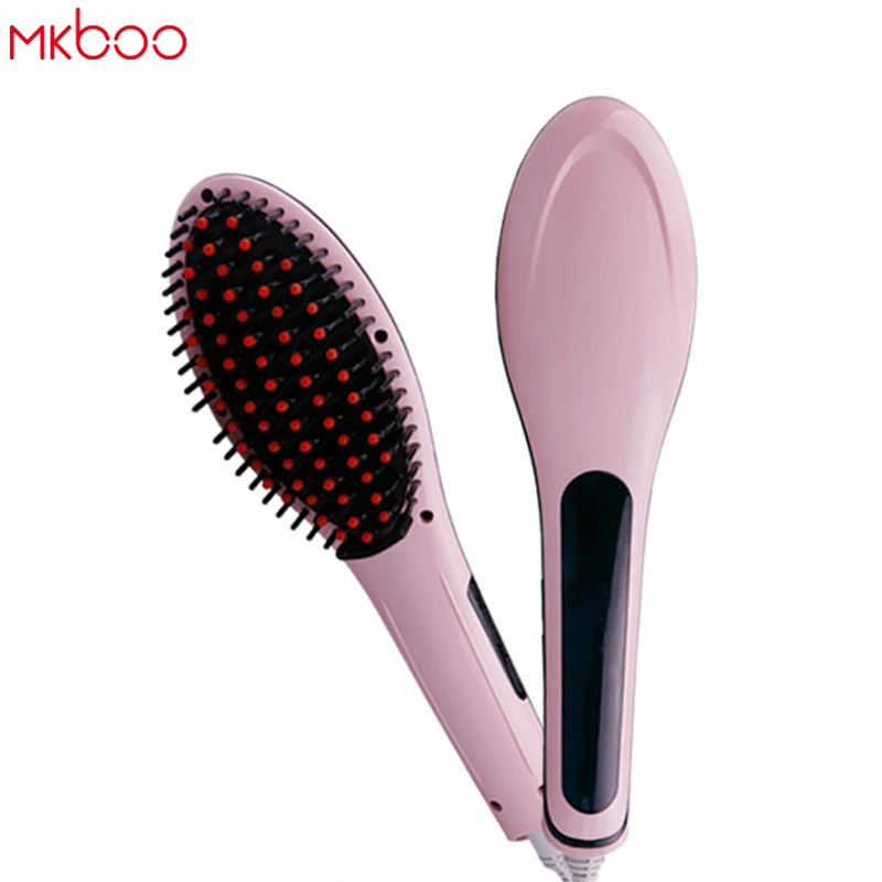 

110-240v Original Escova Alisadora Electric Smooth Brush Ceramic Hair Straightener TV Comb Flat Iron with LCD Straight Brush