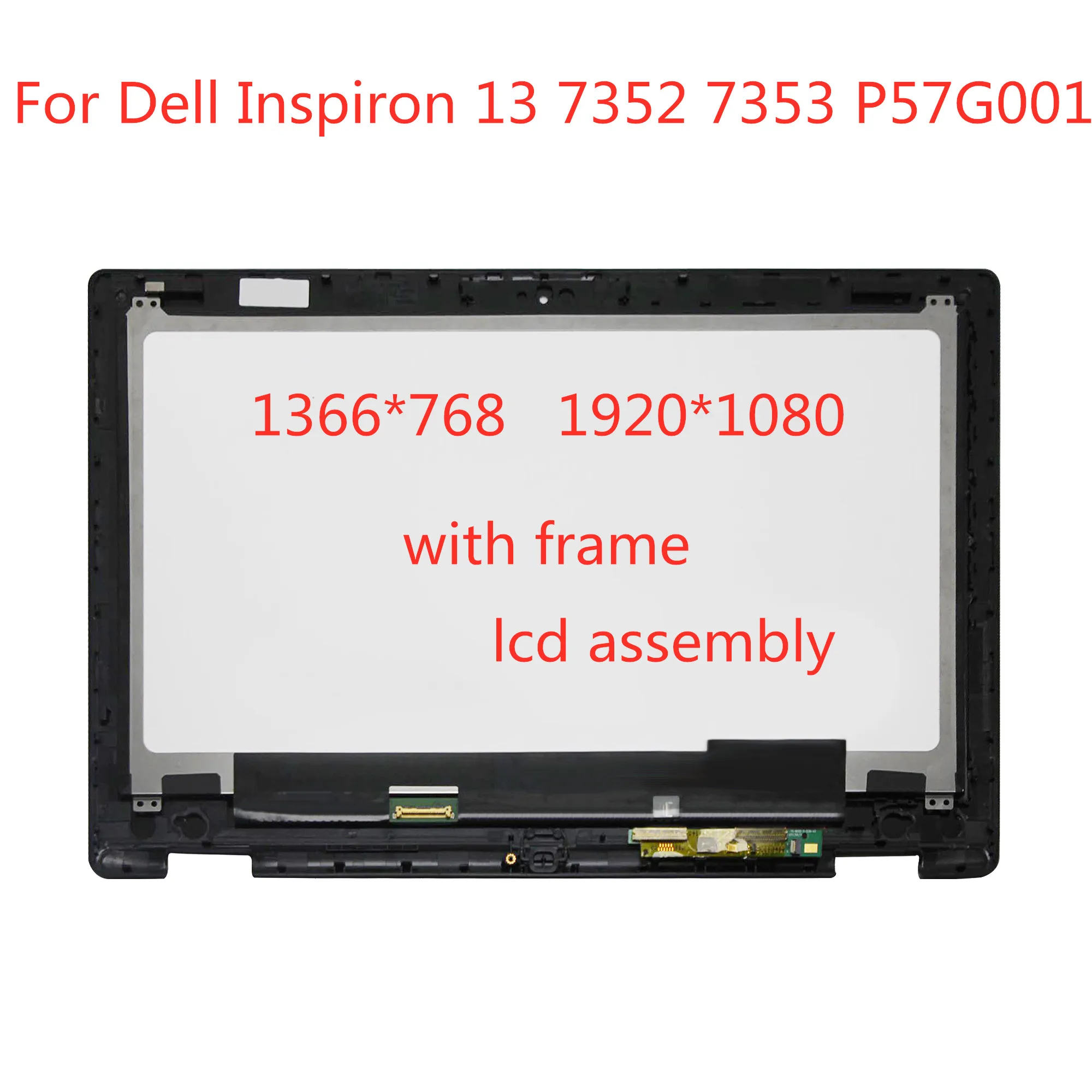 

13.3'' For Dell Inspiron 13 7352 7353 P57G001 Full IPS LCD Display Screen Touch Glass Digitizer Panel Assembly+Frame Replacement