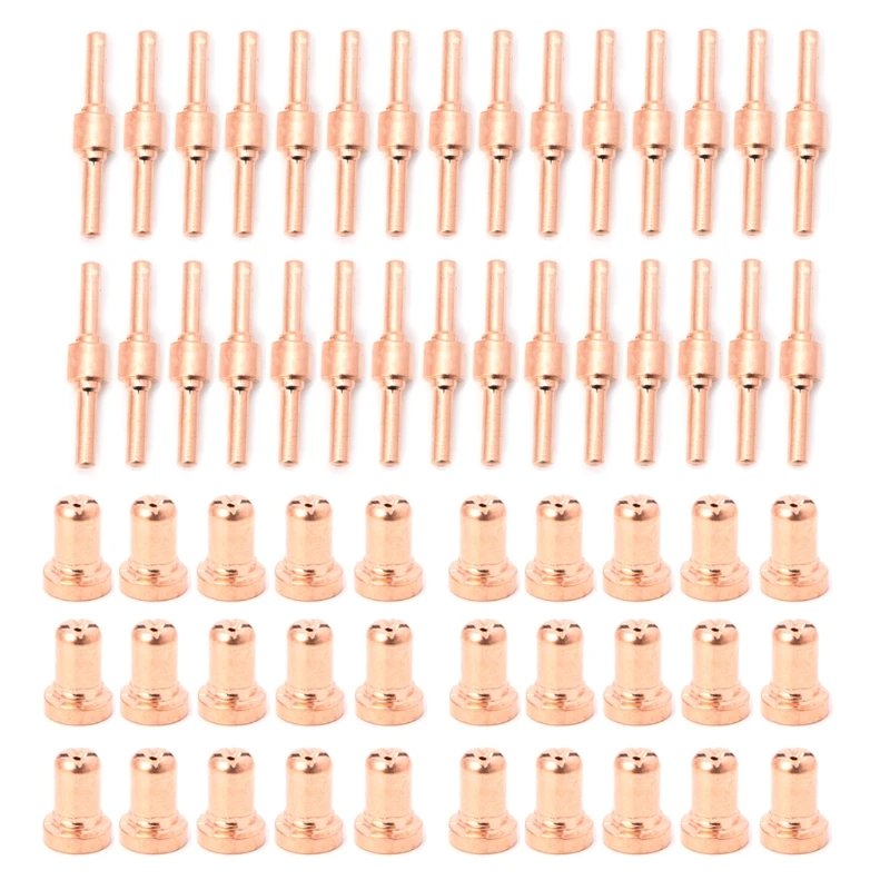 OOTDTY 60pcs Red Copper Extended Long Plasma Cutter Tip Electrodes&Nozzles Kit Consumable For PT31 LG40 40A Cutting Welder Torch OOTDTY 60pcs Red Copper Extended Long Plasma Cutter Tip Electrodes&Nozzles Kit Consumable For PT31 LG40 40A Cutting Welder Torch