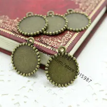 50 pçs/lote 20*24mm (ajuste 16mm diâmetro) nova moda vintage liga de metal bronze redondo cameo cabochão base pingente espaços em branco configuração 7b1157