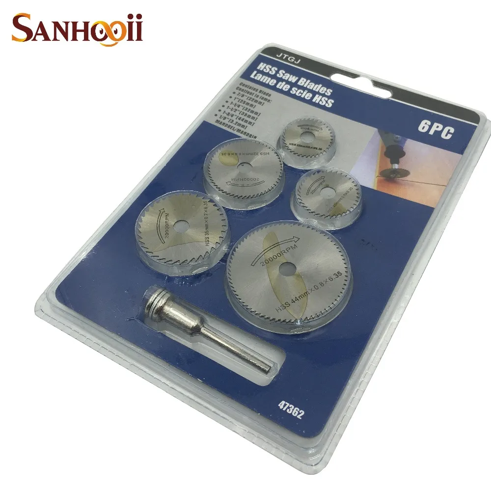 

SANHOOII 6Pcs HSS Rotary Tools Circular Saw Blades Cutting Discs Mandrel Cutoff Cutter Power tools Multi tool