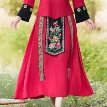 M-XL горячая лето г. новинки для женщин Мода хлопок и лен поставлена слово юбка восстановление древних способов является вышивка