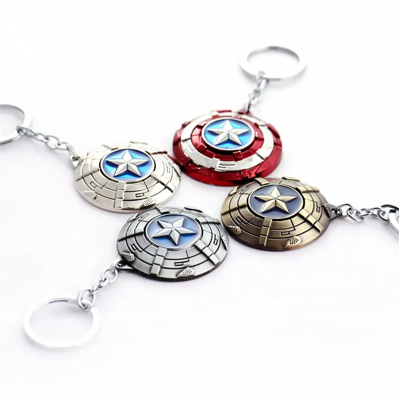 

12pcs/lot Wholesale Captain America Key Chain Rotatable Shield Key Rings Men Chaveiro Car Keychain Jewelry Gifts