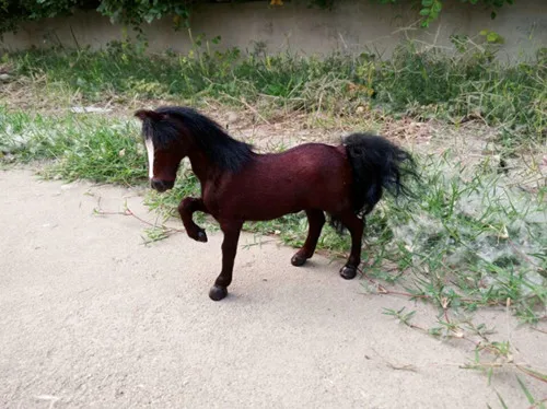 

about 20x17CM simulation brown horse model, polyethylene&furs raise leg up horse handicraft Figurines funny toy a2745