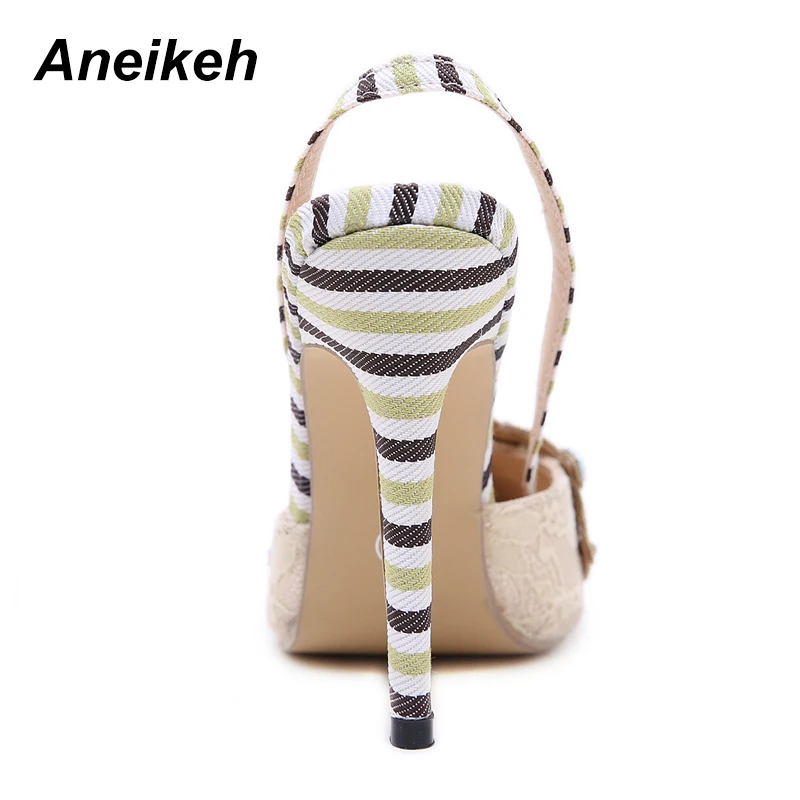 Aneikeh 2019 Spring Sexy Pumps Fashion Rhinestones Diamond Beaded Super High Thin Heeled Pointed Toe Slingbacks Women Shoes