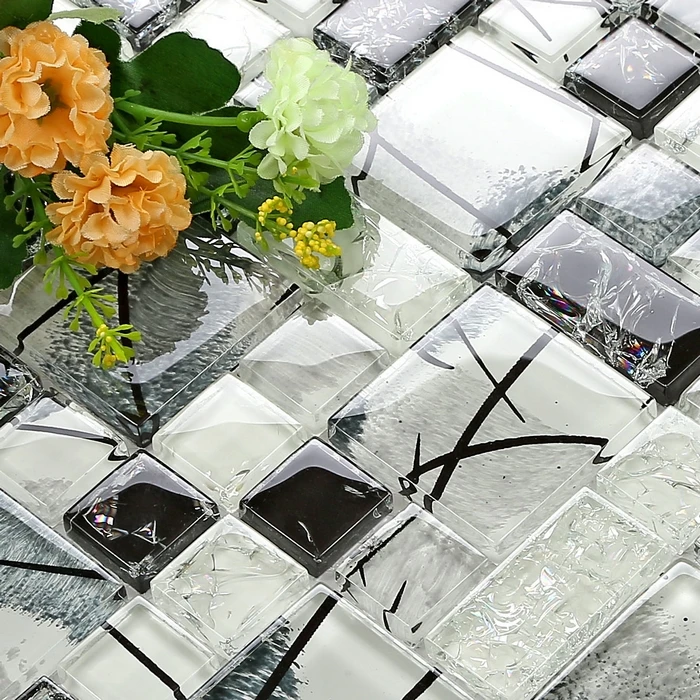 gray clear crystal glass tiles 300x300mm for bathroom renovate kitchen