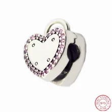 Валентина Подарочный замок ваше обещание клип бусины розовый CZ DIY Fit PANDORA талисманы Серебро 925 для женщин ювелирных изделий CL046
