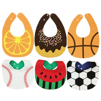 

New Style Baby Waterproof Bibs & Burp Cloths Newborn Print Fruit Football Style Bib Infant Toddler Meal Feeding Accessories