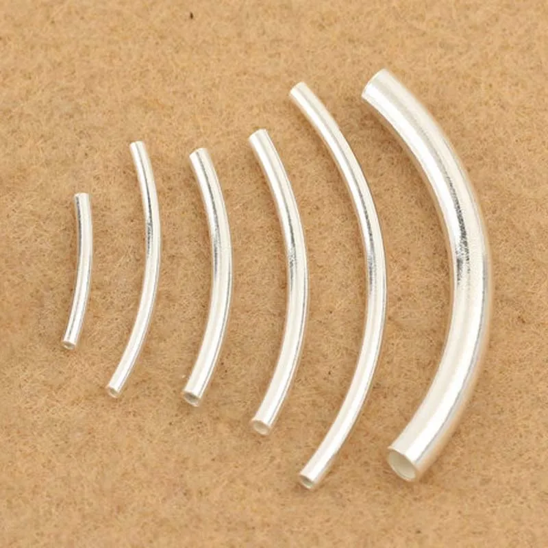 Genuine Real Pure Solid 925 Sterling Silver Curved Tube Connector