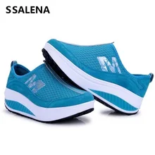 Женские дышащие тонкие кроссовки на танкетке; Тонизирующая обувь; женская обувь на платформе с подушками; нескользящая обувь, увеличивающая рост