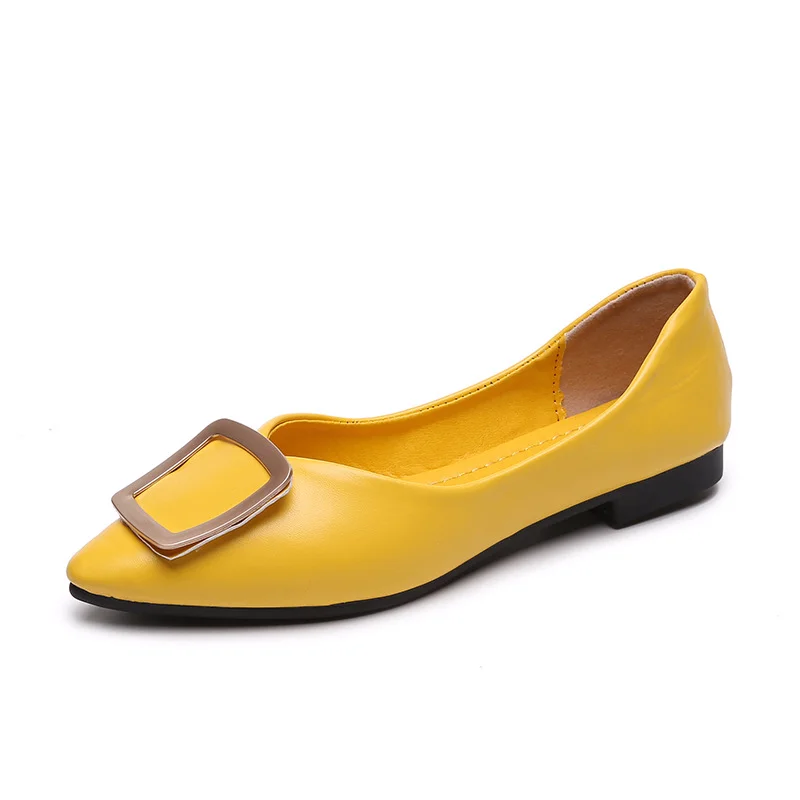 

Single Shoe Female Spring 2019 New Tap Shallow Mouth Work Shoe Flat-soled Bean Shoe