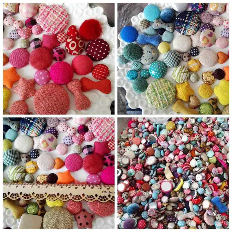 

50pcs/lot Mix Colors Button Colorful Covered button Handmade button Crafts DIY Ornaments Stick On Flatback Round BUTTONS