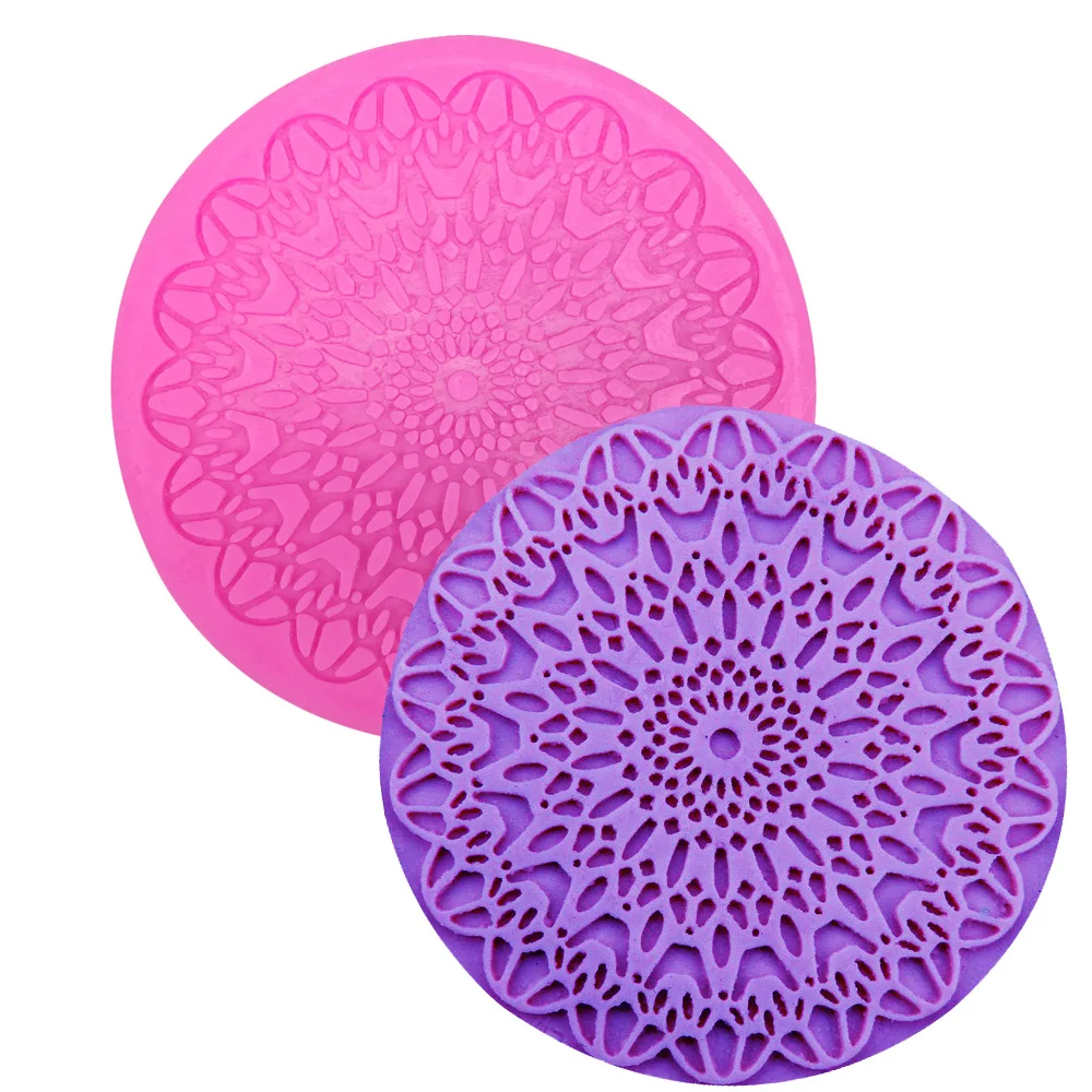 

M0357 DIY Flower Patterns round Fondant lace Chocolate Moulds Silicone Mold Cake Decorating Tools Sugar Craft