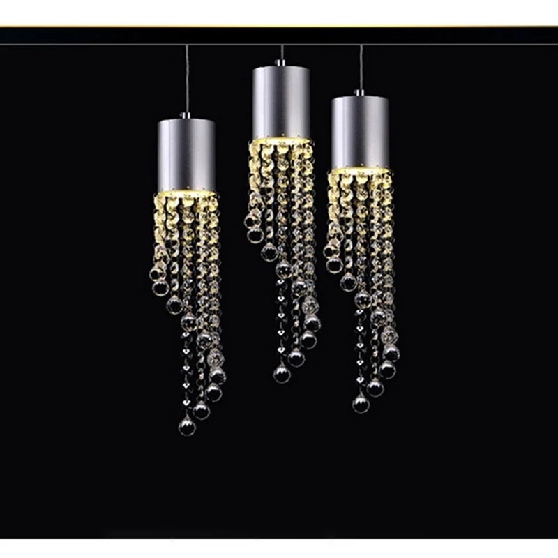 

LED Crystal hanging lamp restaurant lamps bar dining room lampshade creative personality three heads simple head Lighting