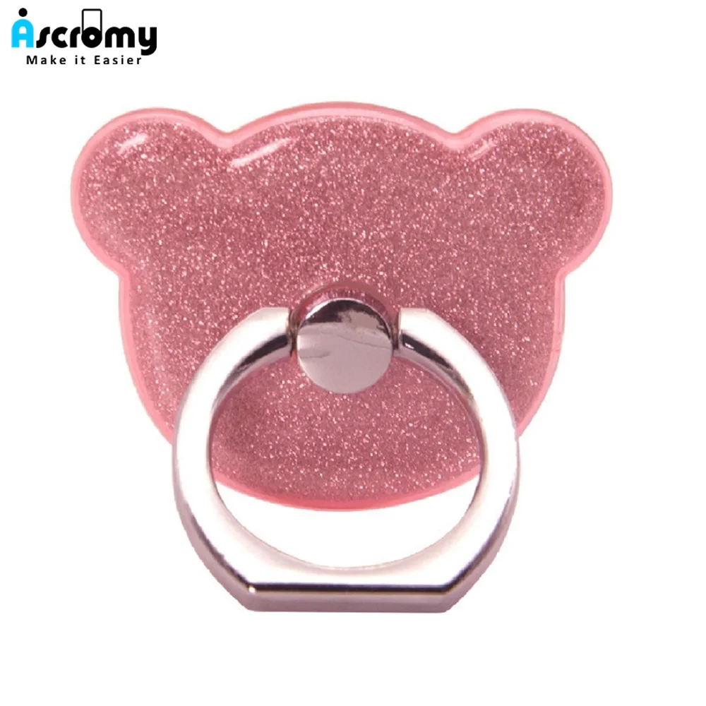 

Ascromy Cell Phone Ring Holder Glitter Cute Bear Bling Finger Ring Stand Kickstand For iPhone XS X 8 Samsung Xiaomi Accessories