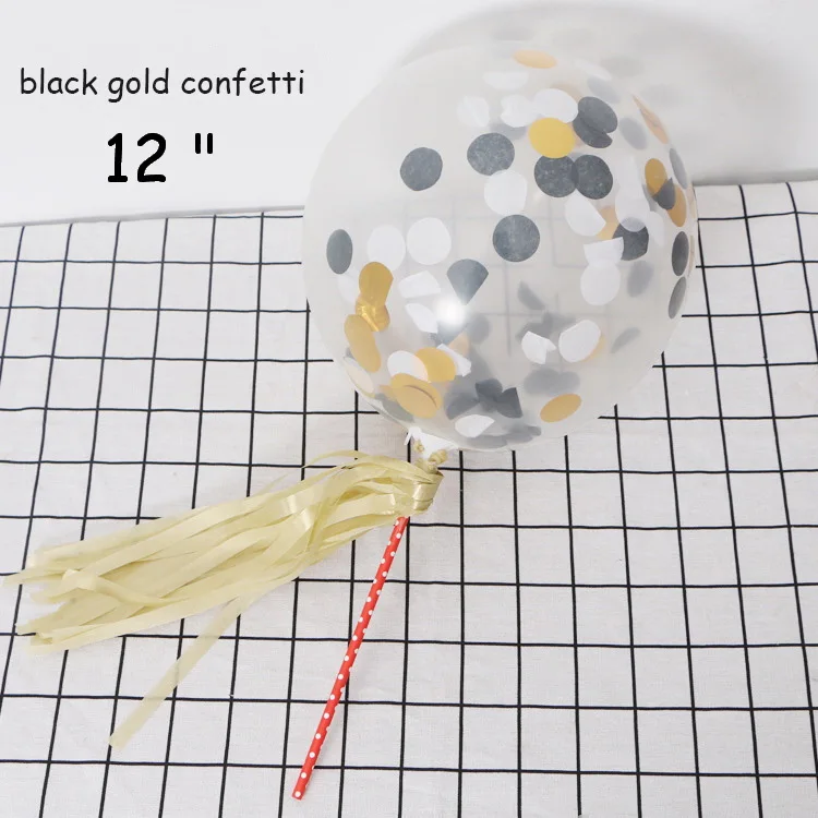 

5pcs/lot confetti latex balloons rose gold party wedding decoration 12 inches gold black birthday anniversary balloons