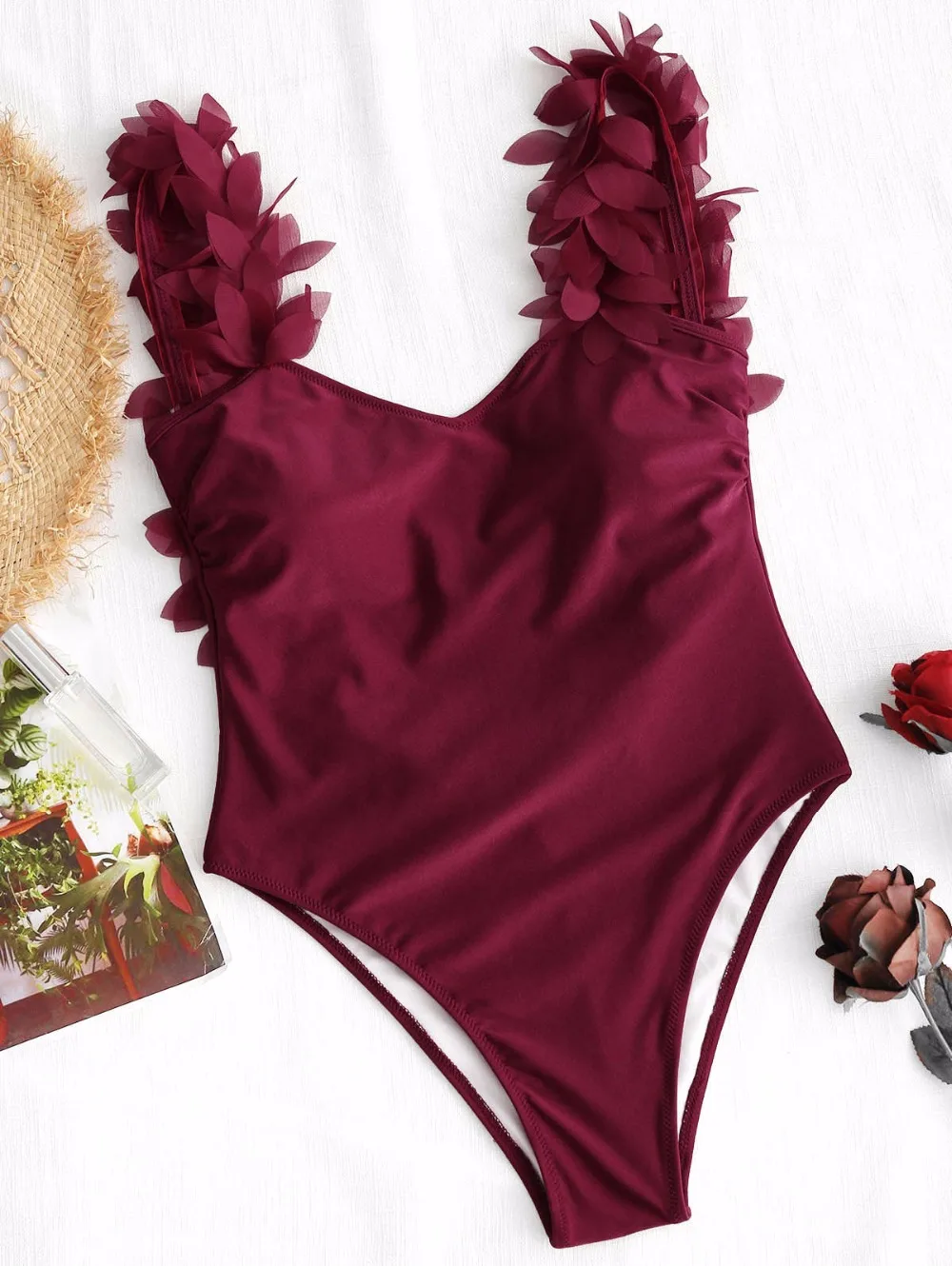 

ZAFUL Sexy Swimwear Women Stereo Petal Padded One Piece Swimsuit Wire Free Straps Bathing Suit Beach Suits S/M/L Size 3 Colors