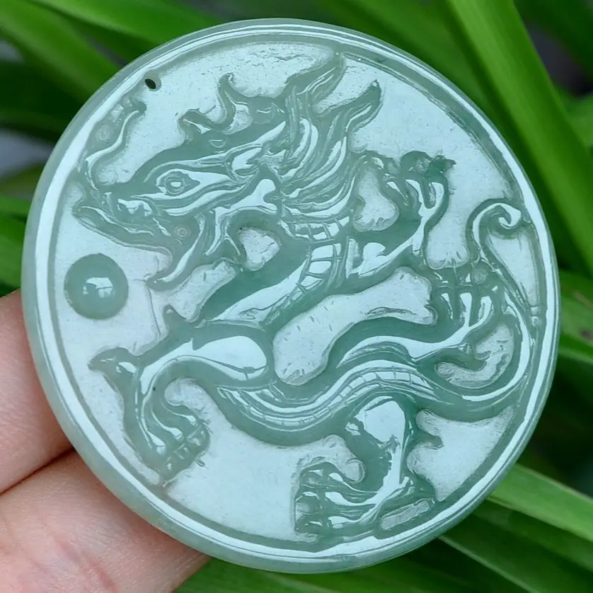 

certified Natural "Grade A"Pale green Jadeite Jade Pendant ~ Long 10.19