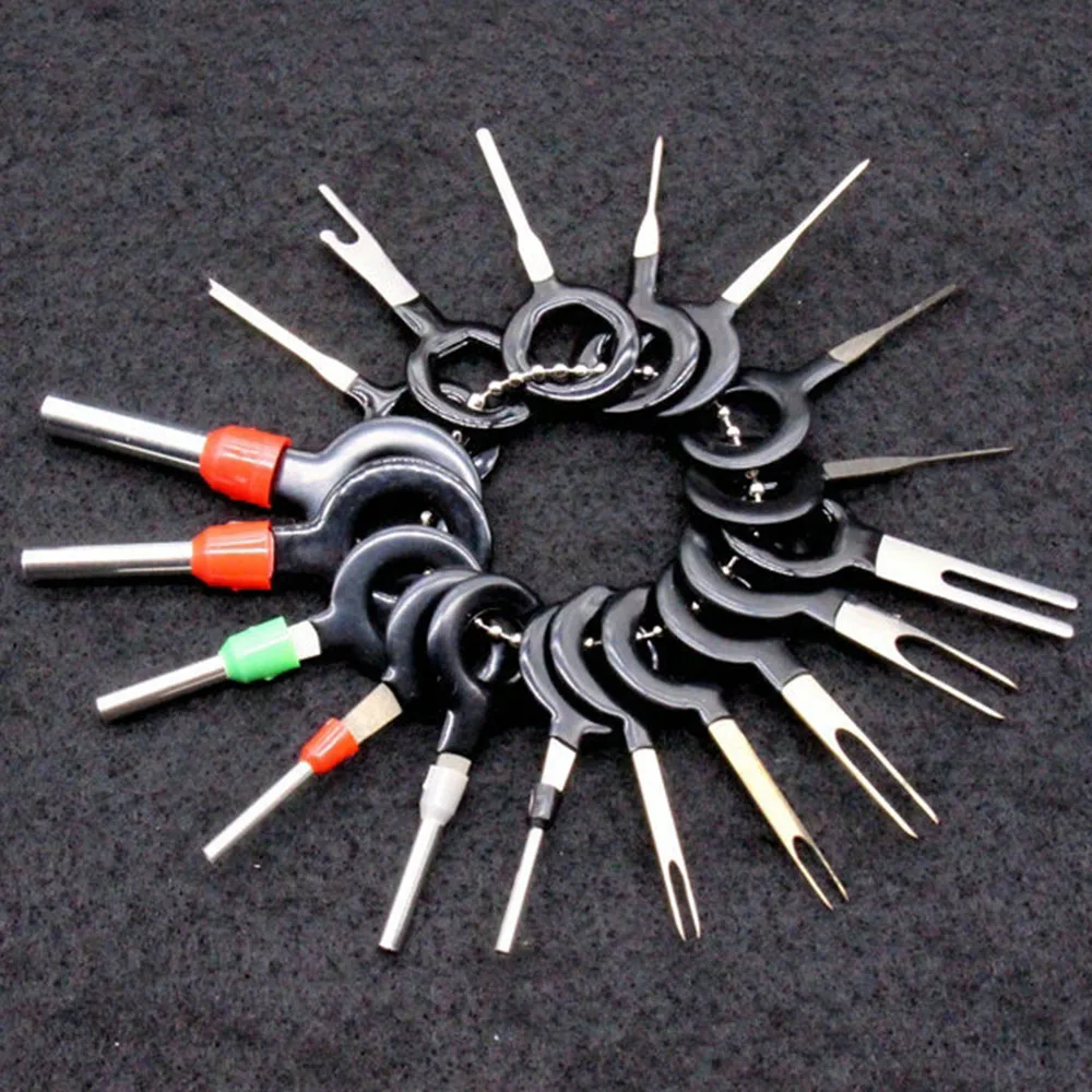 18Pcs Automotive Plug Terminal Remove Tool Set Key Pin Car Electrical Wire Crimp Connector Extractor Kit Accessories