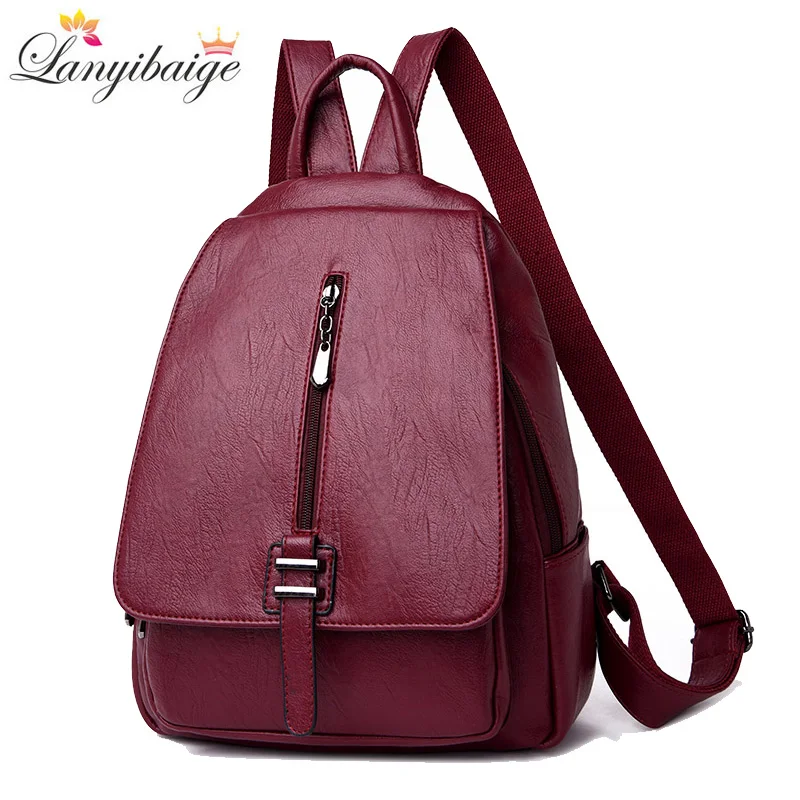 

2018 Vintage Women Backpack High Quality Leather Women Bag Female School Bags Mochilas Large Capacity Travel Rucksacks For Girl