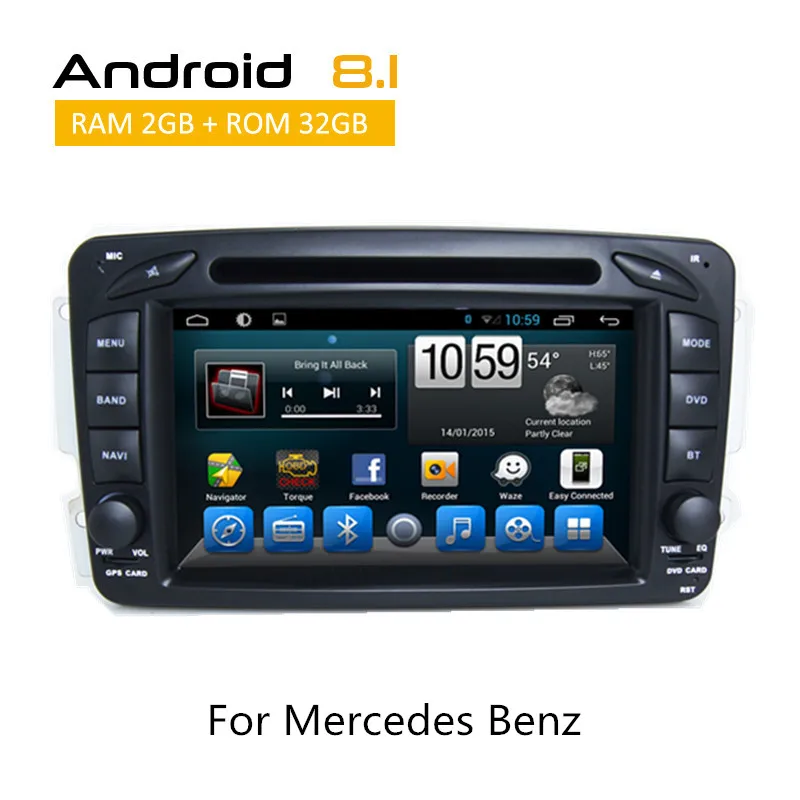 

2 DIN Android 8.1 Car dvd multimedia player radio For Mercedes Benz W209 W203 W168 ML W163 W463 Viano W639 GPS Navigation BT AUX
