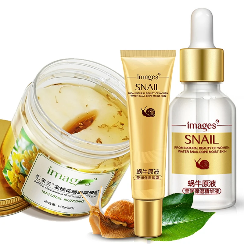 Изображения snail essence facail сыворотка крем для глаз osmanthus маска для глаз патч наборы для ухода за кожей питательный увлажняющий нестареющий против морщин