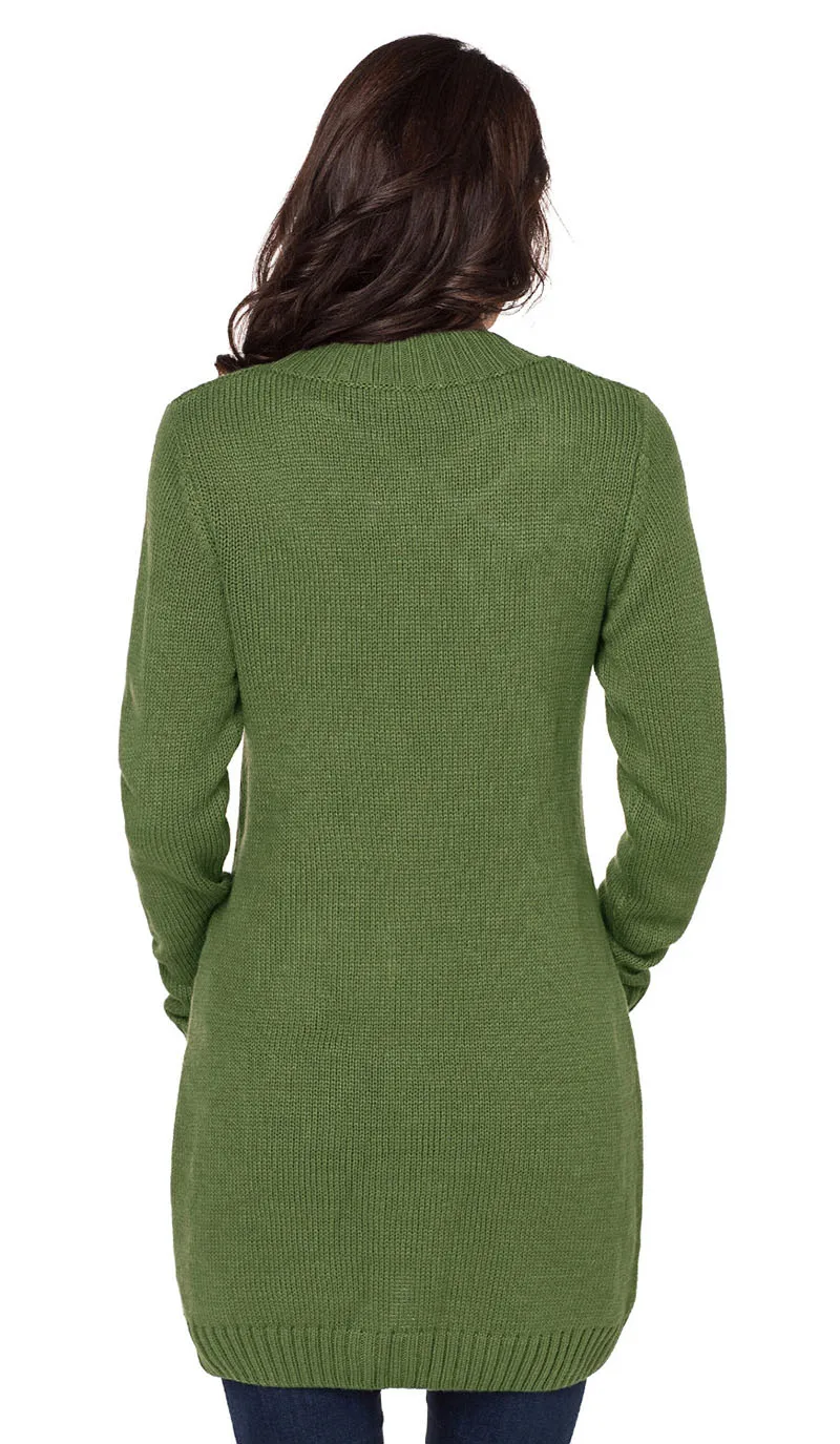Green-Front-Pocket-and-Buttons-Closure-Cardigan-LC27837-9-2