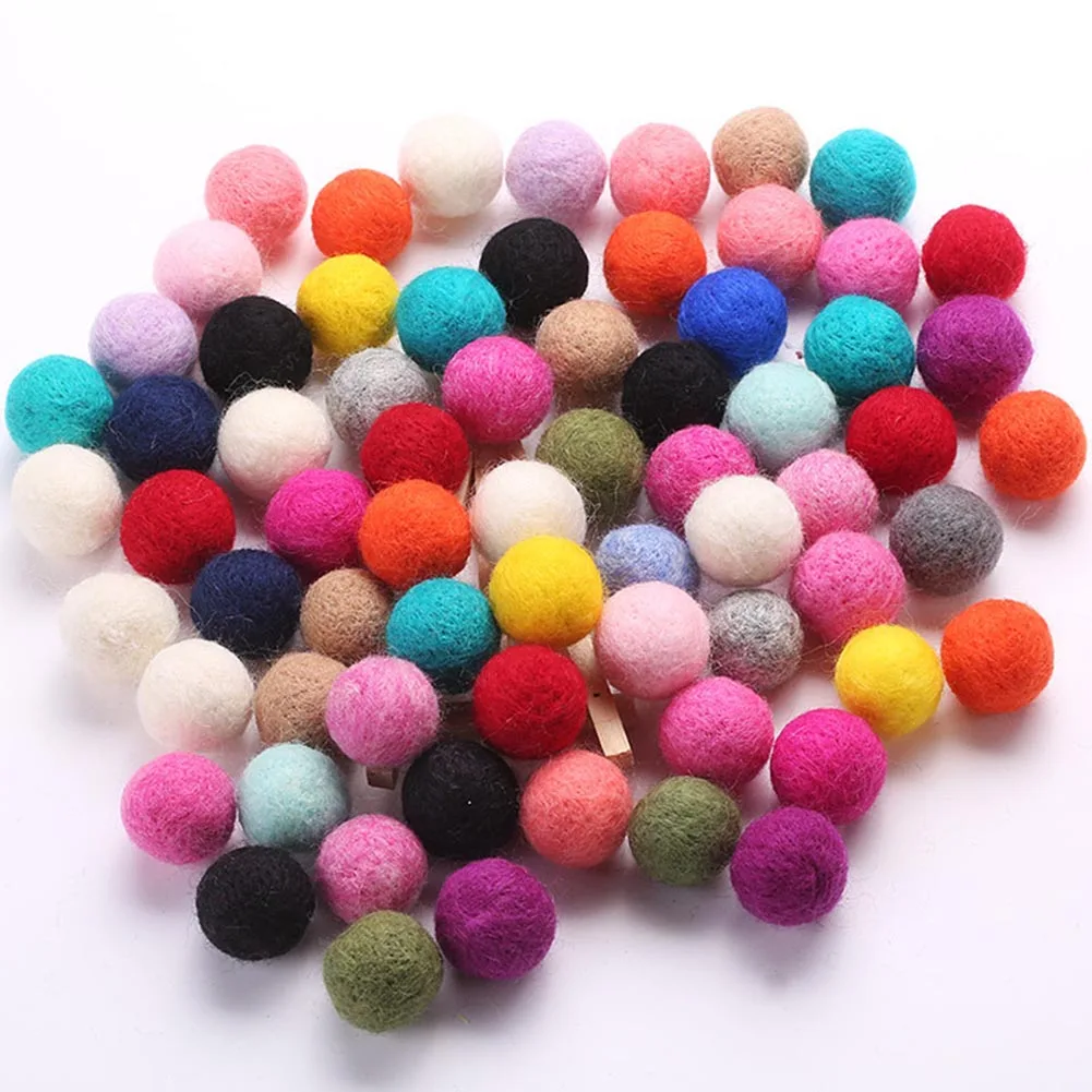 Felt Balls Beads Wool Felt Ball 3CM Multicolors Flocking Ball Wool