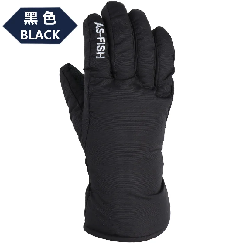 Winter Ski Snowboard Finger Gloves Guantes Nieve Snow Snowmobile Cycling Motorcycle Skiing Sport Windproof Waterproof Gloves - Цвет: Черный