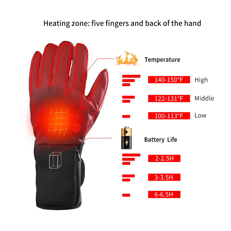 Перчатки с подогревом и электрическим аккумулятором 7 4 В 2200 мАч|skiing gloves winter